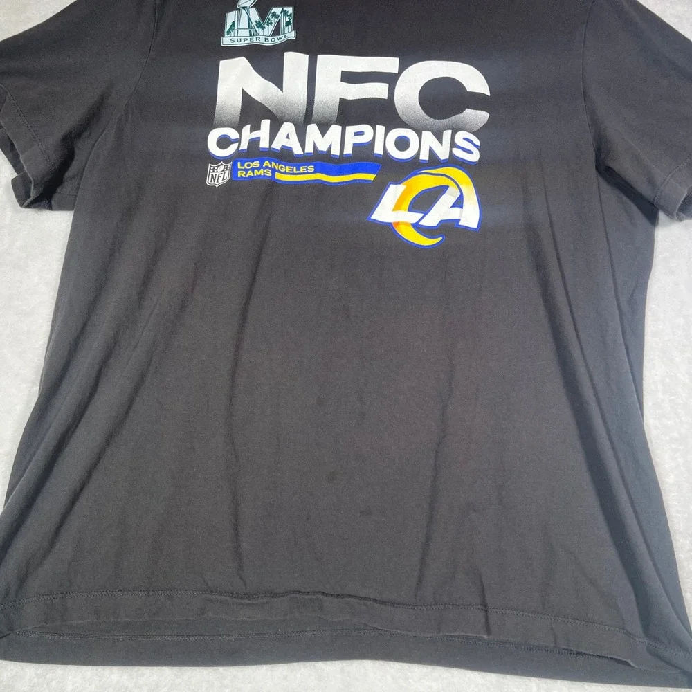 Nike T-Shirt Men XXL Gray Los Angeles Rams NFC Champions Super Bowl Short Sleeve